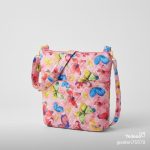 Triple Zipper Quilted Crossbody — Pink Butterflies