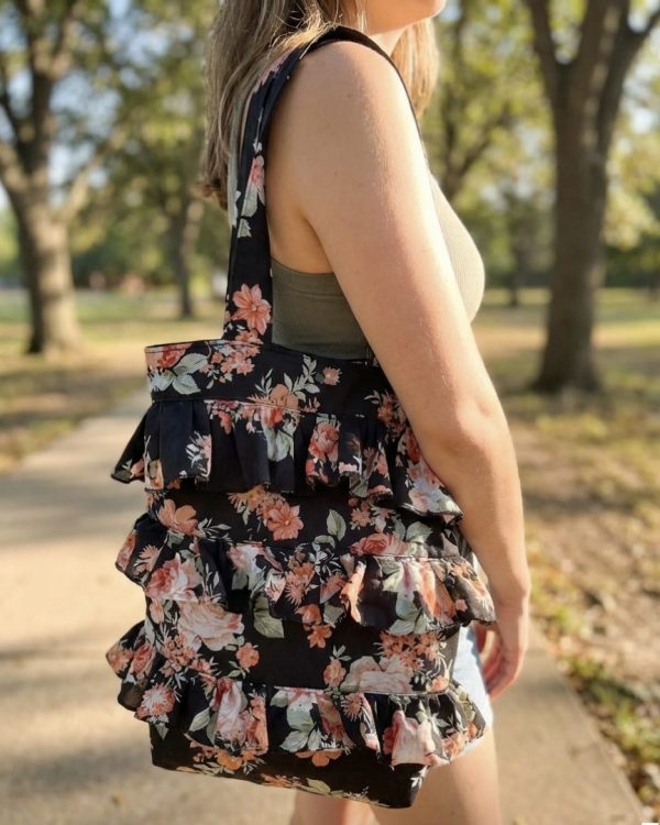 Ruffled Floral Tote Bag