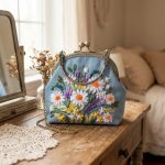 Hand-Embroidered Daisy Garden Purse