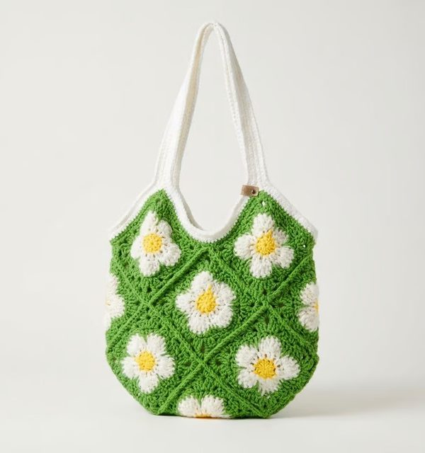 Flower Power Crocheted Lined Tote