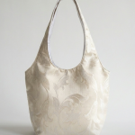 Creamy Damask Brocade Slouchy Tote